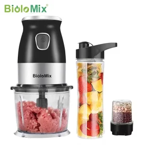 BioloMix Frullatore portatile da 500 W BPA gratuito Frullatore personale da 600 ml con ciotola tritatutto Tritacarne per alimenti per bambini 1