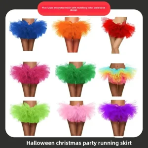 Gonna a cinque strati con cintura abbinata Gonna da performance tutu Gonna da corsa Halloween Natale Linea A transfrontaliera Fibra di poliestere 1