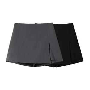 High Waist A- Line Mini Skirt Suit Black Summer New Style Slit Slimming Transparent Half-length Skirt Pants for Women 1