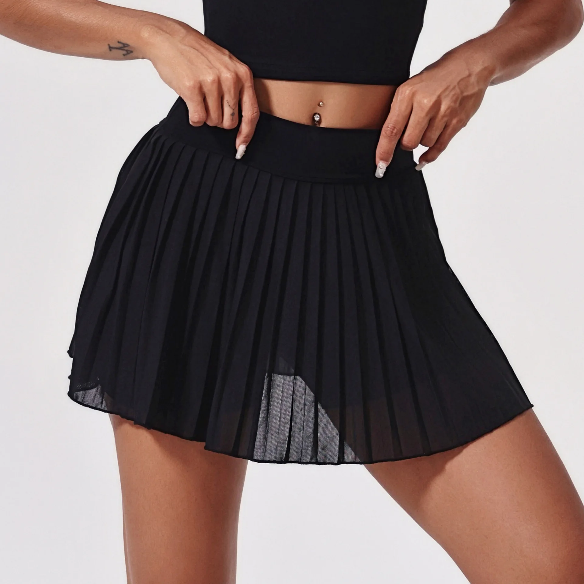 Gonna sportiva casual Pantaloncini con tasca Mini gonne a pieghe sexy estive da donna Gonna fitness da palestra coreana Gonna da tennis a vita alta Rosa 2