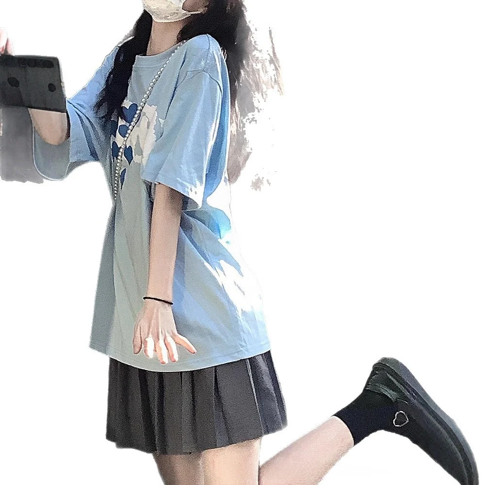 Minigonna grigia a linea A Gonne a pieghe primavera estate da donna Gonne corte a vita alta Tessuto in poliestere stile studente Dolce fresco 5