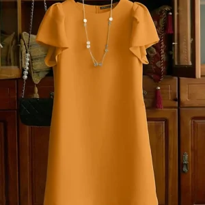 ZANZEA Elegante Mini Vestito 2025 Vintage Manica Corta di Colore Solido Ufficio Lavoro Vestito Estivo Moda Casual Allentato Veste Femme Abiti 1