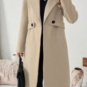 ew Cappotto di lana transfrontaliero europeo e americano, lunghezza media, versione coreana da donna, nuovo stile 2025, dimagrante, vita-cinchi 1