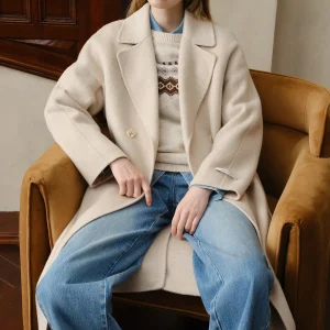 ZIQIAO Cappotto di lana Petite da donna alla moda con risvolto del vestito 2025 Nuovo arrivo invernale Cappotti di lana 100% Colletto lungo Cappotto invernale 1