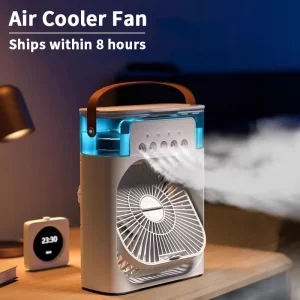 3 in 1 nuovo ventilatore condizionatore d'aria domestico piccolo dispositivo di raffreddamento dell'aria luce notturna a LED umidificatore portatile ventola di regolazione dell'aria ventilatore per ufficio domestico 1