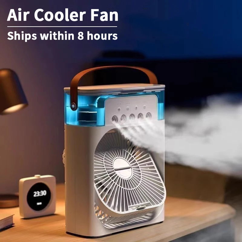 3 in 1 nuovo ventilatore condizionatore d'aria domestico piccolo dispositivo di raffreddamento dell'aria luce notturna a LED umidificatore portatile ventola di regolazione dell'aria ventilatore per ufficio domestico 1