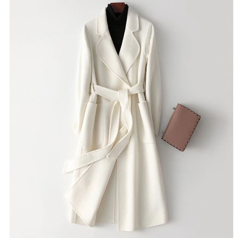 Fimtairah Double-Sided 100% lana cappotto donna lungo nero 2025 autunno e inverno nuove donne coreane cappotto di lana 3