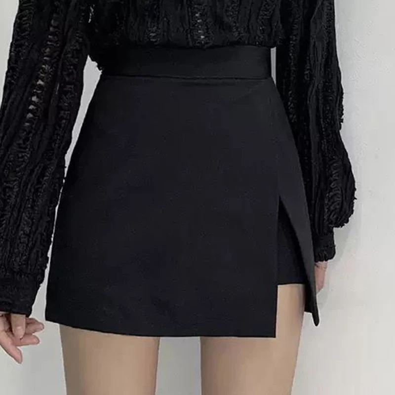 Gonna coreana con orlo irregolare da donna Nuova minigonne divise a vita alta Donna Gonna dritta a vita alta da donna sexy da ufficio Mujer 3