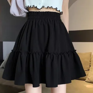 Vendita calda primaverile della stagione Gonna a trapezio a vita alta Gonna a mezza lunghezza floreale gonfia da donna Stile dolce fresco Puro... 1