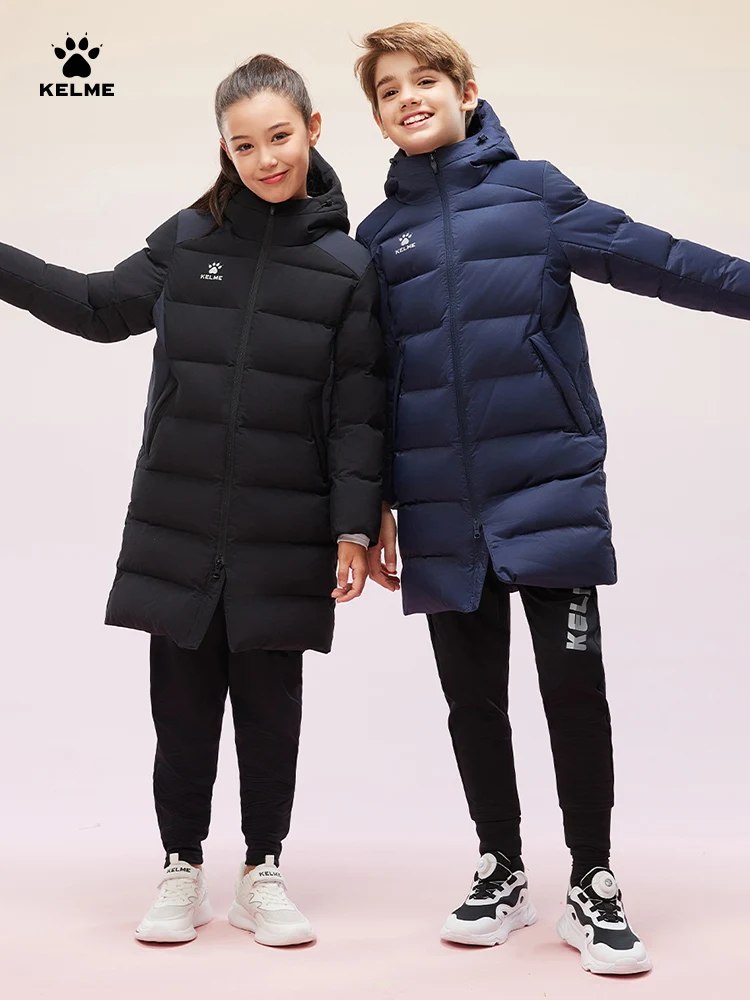 Kelme Abbigliamento lungo in cotone per bambini Giacca invernale da allenamento per calcio color block Giacca sportiva in cotone caldo antivento in cotone 5