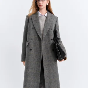 FSLE Blazer Cappotto di lana da donna Inverno 2025 Nuovo cappotto di lana retrò coreano Plaid Pendolarismo Caldo temperamento a metà polpaccio 1