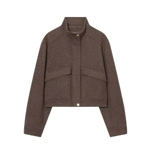 HH Giacca da donna morbida con colletto alla coreana Primavera e autunno Nuova giacca semplice casual slim corta con cerniera Giacca versatile per pendolarismo 1