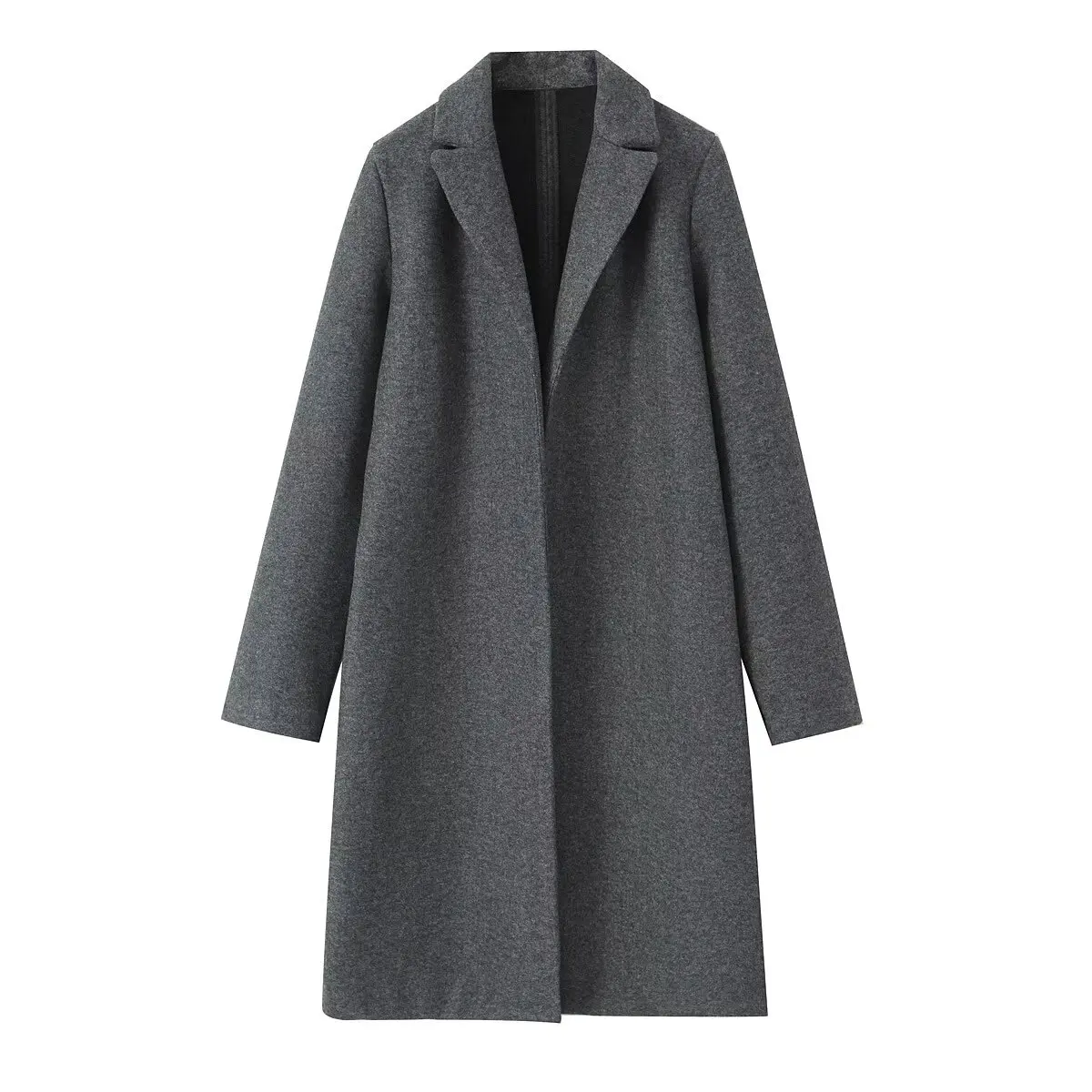 cappotto da donna con colletto a maniche lunghe tinta unita autunno nuova calda giacca cappotto di lana 2