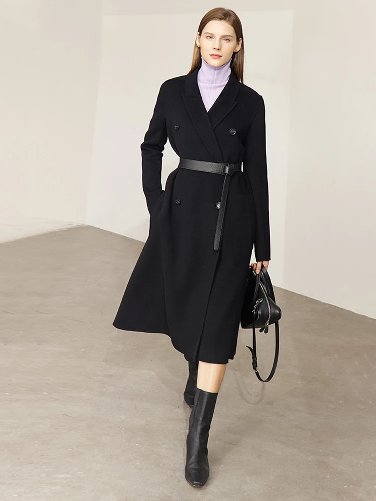 AMII Minimalismo 100% Cappotto di Lana Delle Donne 2024 di Inverno Doppio Petto Francese Elegante Pendolare Allentato Giacca Lunga Abbigliamento 12270566 1