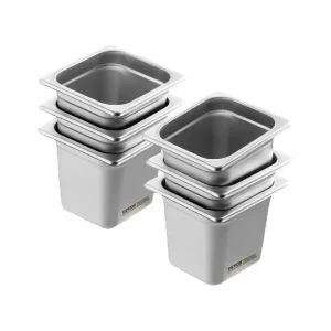 SucceBuy 6/8Pack Pentole per hotel Pentole da tavolo a vapore profondo da 4/6 pollici 1/6 1/3 Scaldavivande a grandezza naturale 201 Padella per alimenti per catering in acciaio inossidabile 1