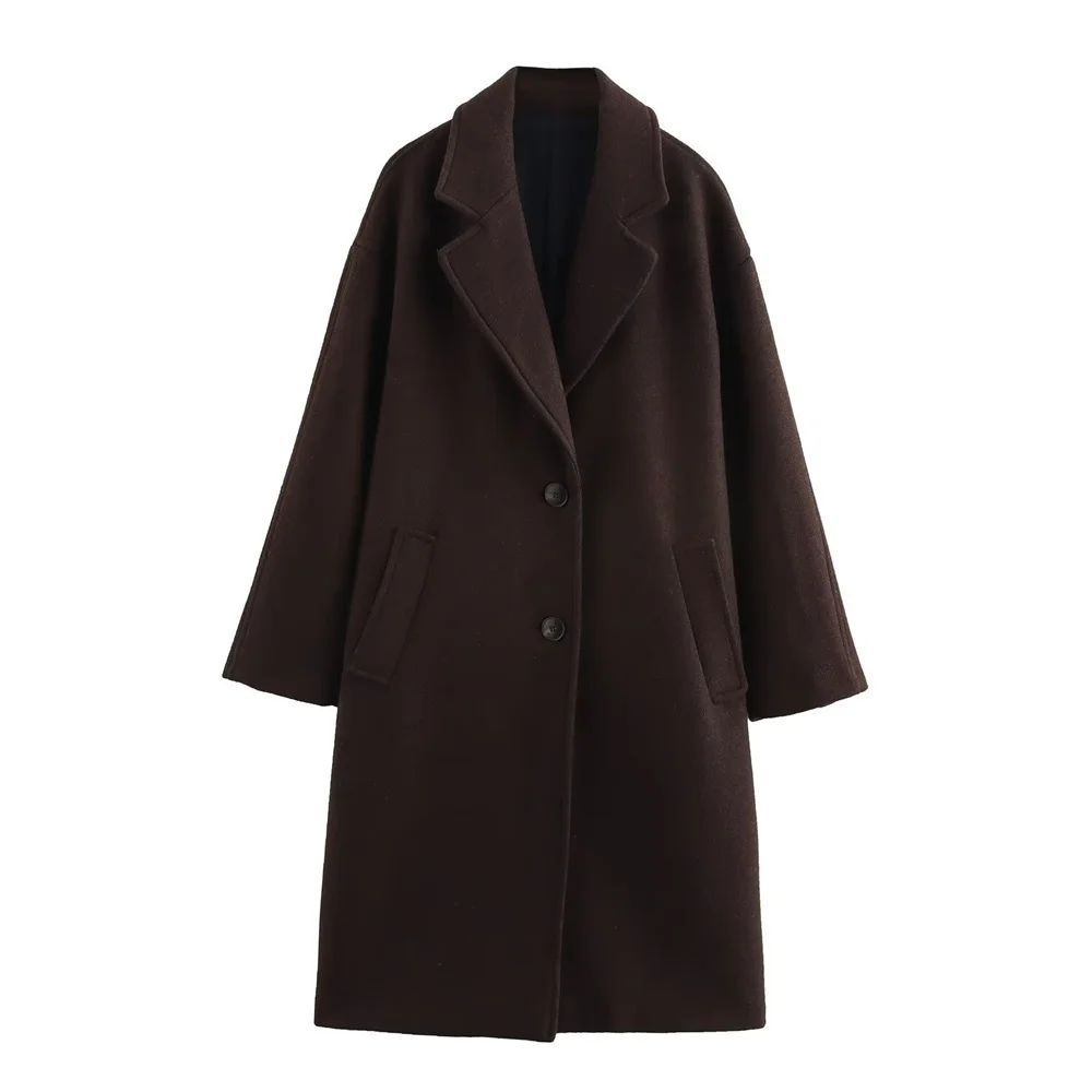 giacca da donna con risvolto a maniche lunghe monopetto decorazione invernale nuovo design senso giacca cappotto allentato 5