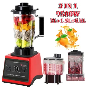 Frullatore elettrico 3 IN 9500W Robot da cucina commerciale ad alta potenza Frullati di ghiaccio Spremiagrumi 3L + 1. Contenitore da 5 l + 0,5 L 1