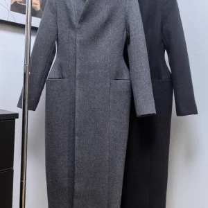 DFDG Cappotto da donna elegante in lana a clessidra 2025 Giacca monopetto in tweed ispessito Cappotto di media lunghezza sopra il ginocchio con scollo a V semi-alto 1