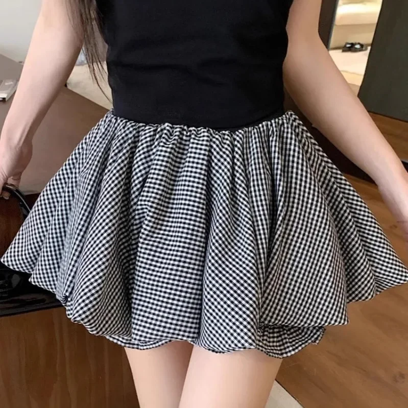 Minigonna bianca a linea A Gonne svasate primavera estate da donna Vita alta dimagrante Gonne tinta unita in fibra di poliestere anti-luce 4