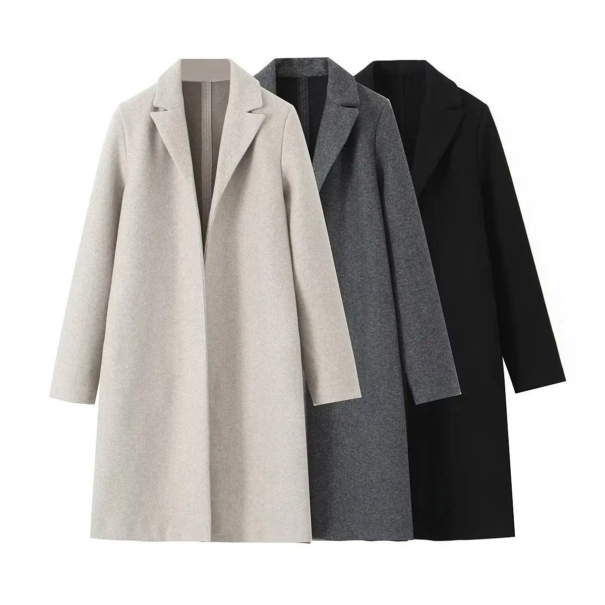 cappotto da donna con colletto a maniche lunghe tinta unita autunno nuova calda giacca cappotto di lana 1