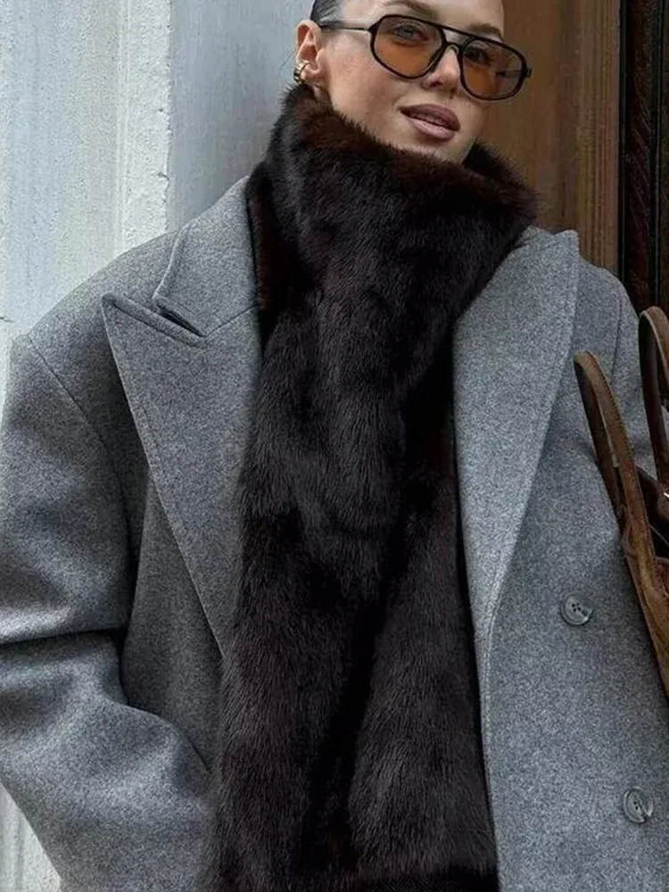 HH Giacca da donna in lana a maniche lunghe con risvolto moda invernale Cappotto da tasca con decorazione sull'orlo con frange doppio petto da donna High Street 1