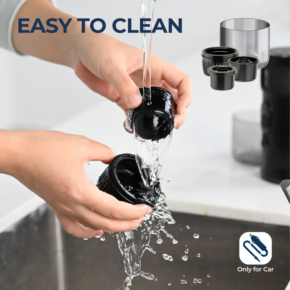 ROUNY Macchina per caffè espresso portatile USB Mini caffettiera leggera da viaggio per auto all'aperto Zaino da campeggio, Nero 6