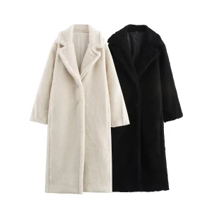 giacca cappotto da donna con colletto a maniche lunghe monopetto tinta unita invernale nuova giacca cappotto caldo 1