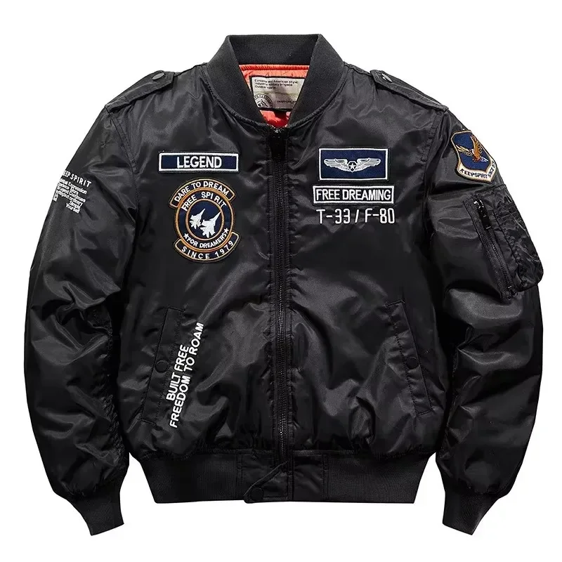 Nuovi uomini invernali addensano giacche da volo calde Air Force Aggiungi cotone ricamo Parka cappotto bomber casual capispalla maschile 3