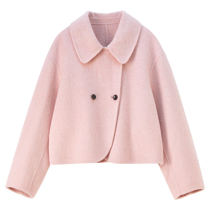 SENTUBILA Cappotto in misto lana da donna 2025 Inverno Double-face Colletto con risvolto Cardigan Femme Solid Capispalla corto Elegante W54OC1879 6