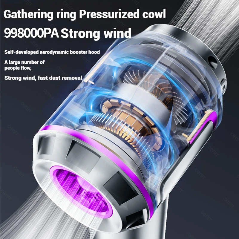 Aspirapolvere per auto 998000PA Cordless Potente mini aspirapolvere portatile per auto per la casa Soffiatore portatile Pulitore per auto 4