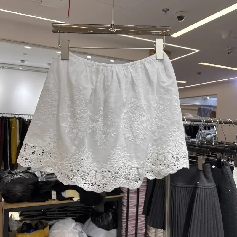 Mezza gonna in pizzo da donna Strato base Primavera 2025 Nuova gonna corta anti-luce in vita elastica Gonna a trapezio in fibra di poliestere 2