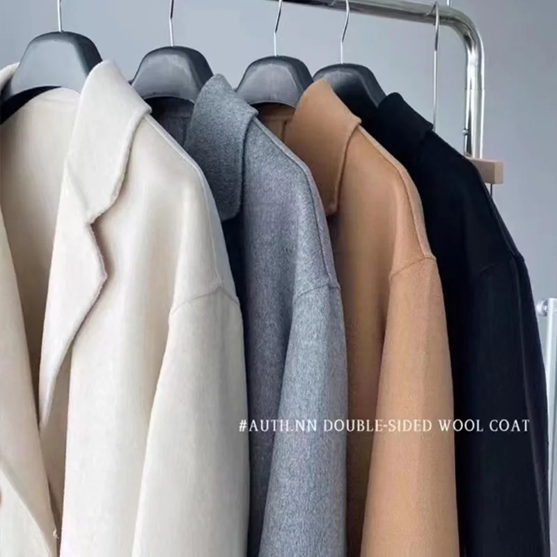 2025 Autunno Donna Cappotto di lana con petto abbassato Moda Stile sciolto Donna Abiti invernali Cappotti lunghi Top Nuovo 6