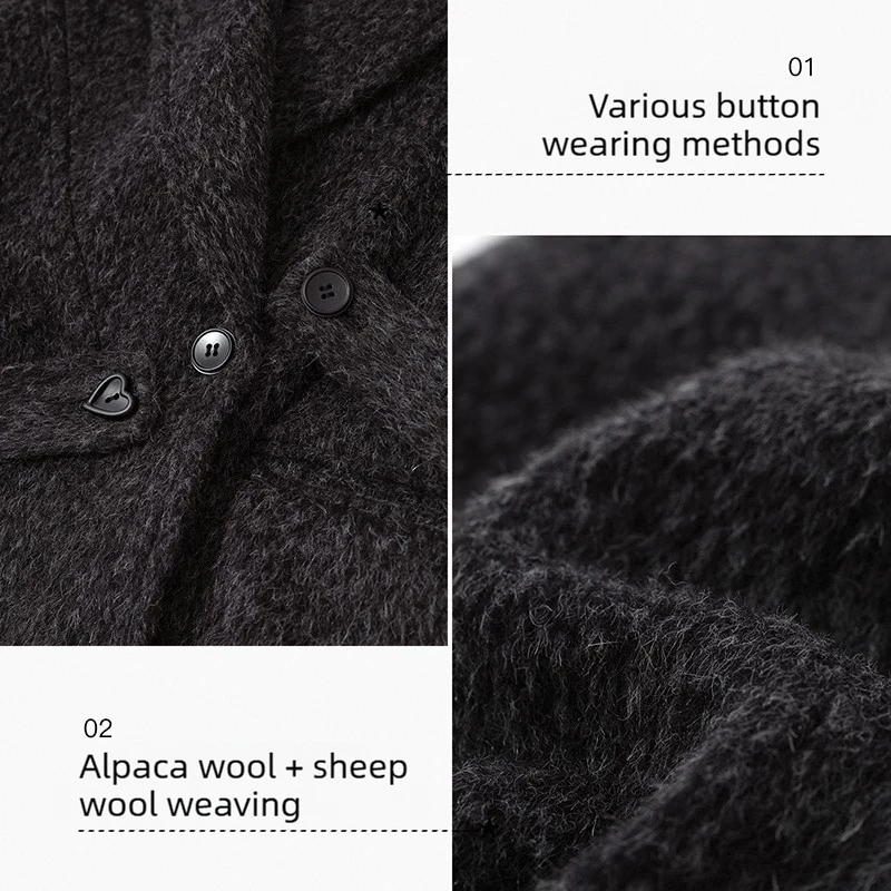 AMII Cappotto di lana da donna 2025 Inverno Nuovo colletto lungo allentato con risvolto con cintura Elegante cappotti di lana double face per donna 12554070 6