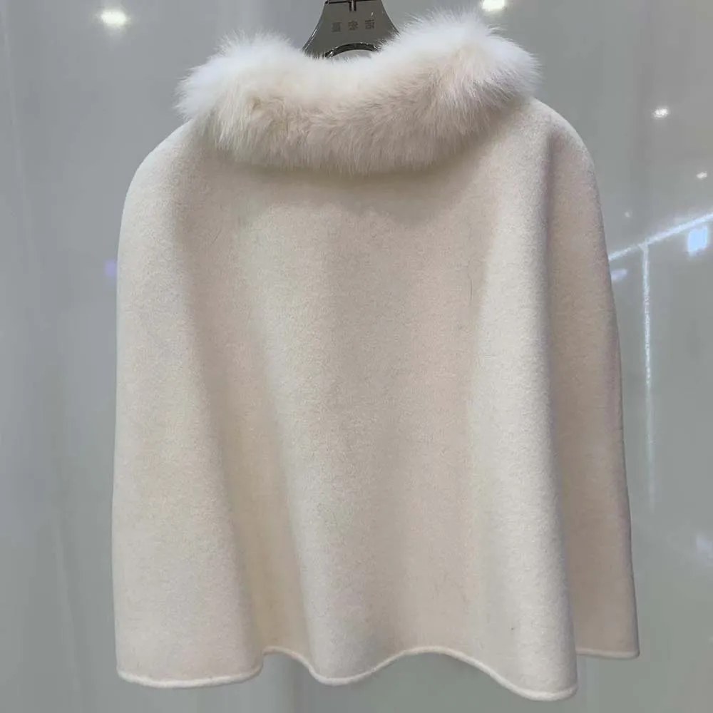 2025 alta qualità autunno e inverno nuovo mantello di pelliccia di volpe cappotto di lana double face cappotto di lana femminile 2