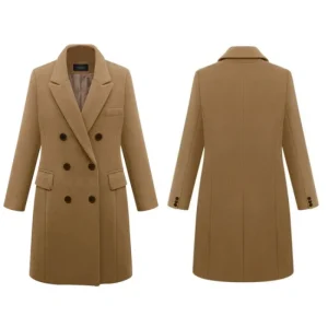 Abbigliamento da ufficio Giacche casual da donna Moda donna Capispalla larghi in lana Elegante risvolto Cappotti doppiopetto solidi per l'autunno inverno 1
