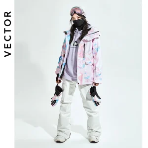 VECTOR uomo donna giacca da sci pantaloni da sci inverno caldo antivento impermeabile sport all'aria aperta Snowboard cappotto da sci pantaloni 1
