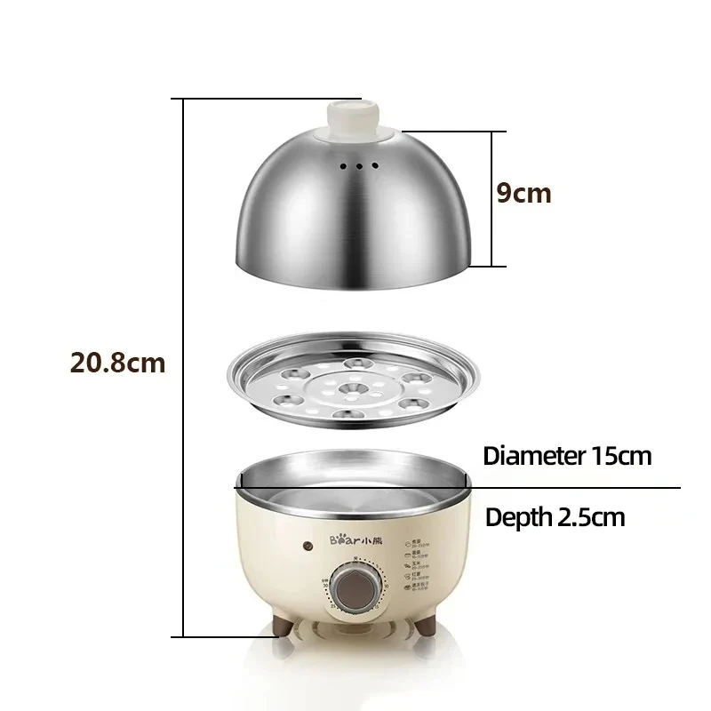 360W Elettrico Cuociuova Macchina per la Colazione Multicooker Piroscafo Automatico Cuociuova Casa Cuociuova Crema Fornello a Vapore con Timer 6
