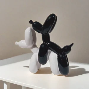 Figurine di cani con doppio palloncino in resina Ornamento astratto Scolpire creativo Decorazioni per la casa Accessori per ufficio Statua da tavolo per ufficio 1